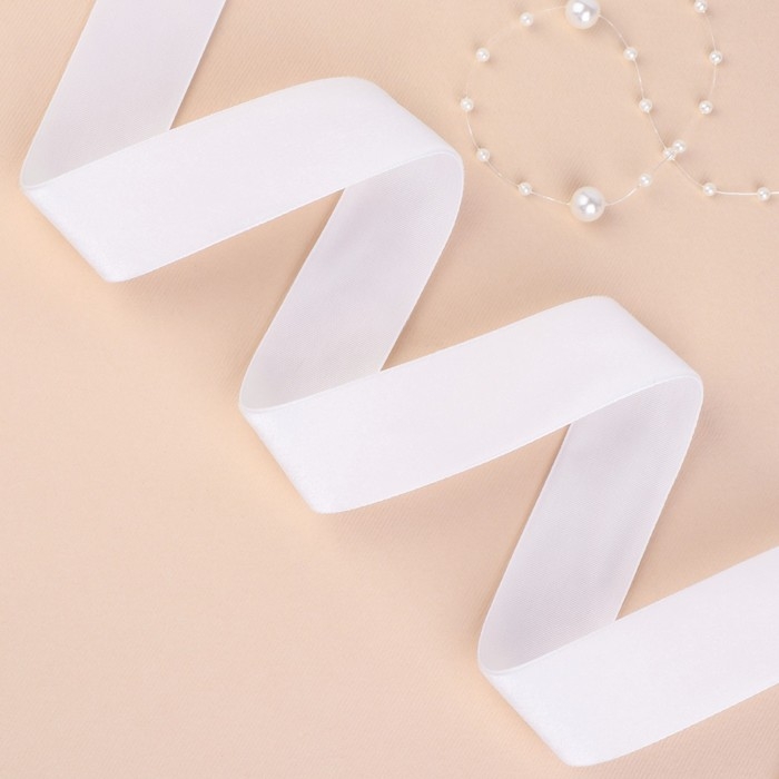 Лента бархатная, 25 мм, 18 ± 1 м, цвет белый №01 Лента бархатная, 25 мм, 18 ± 1 м, цвет белый №01