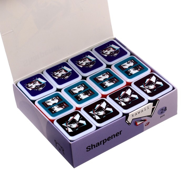 Точилка пластиковая MESHU Kawaii, 1 отверстие, МИКС Точилка пластиковая MESHU Kawaii, 1 отверстие, МИКС