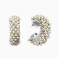 Серьги жемчуг "Россыпь", ссв, цвет белый в серебре