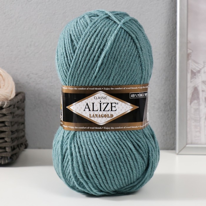 Пряжа Пряжа "Lanagold" 51% акрил, 49% шерсть 240м/100гр (386 лазурный)