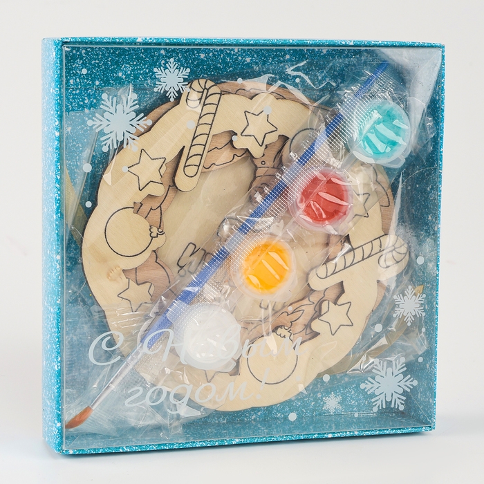 Ёлочная подвеска из дерева своими руками на новый год «Венок», новогодний набор для творчества Ёлочная подвеска из дерева своими руками на новый год «Венок», новогодний набор для творчества