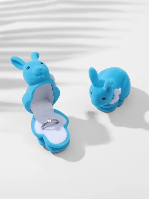 Футляр под серьги, кольцо &laquo;Кролик&raquo;, бархатный, 5.7&times;4.5 см, бирюзовый