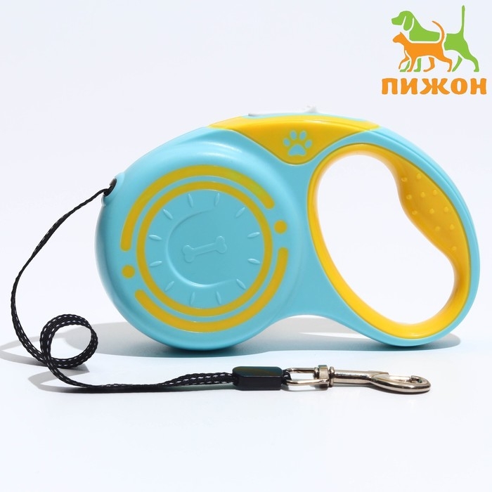Рулетка Рулетка "Гонка", 5 м, вес животного до 25 кг, жёлто-голубая
