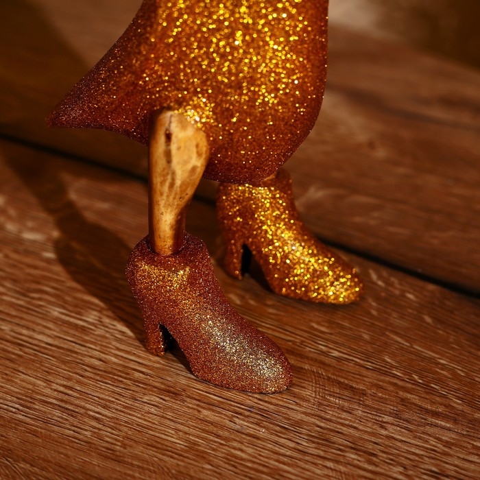 Сувенир "Утка на диско в золотом" дерево 27 см