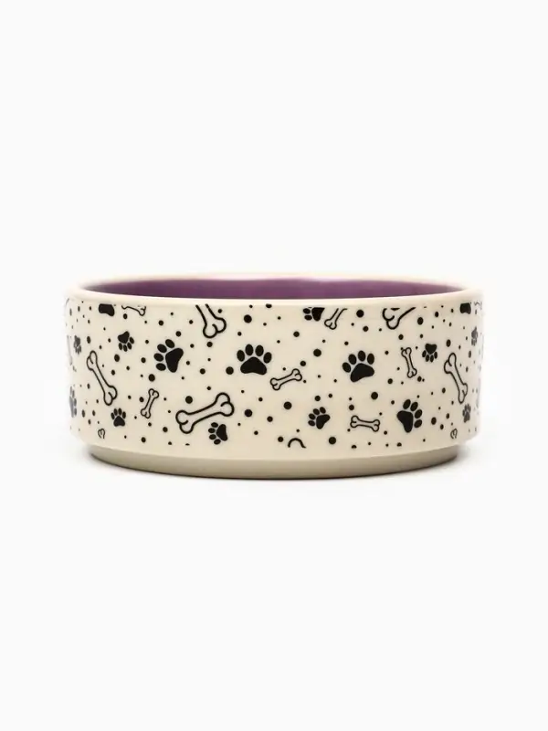 Миска Smile Dog, 200 мл, 10.5&times;10.5&times;4 см, керамика, сиреневая, бежевая