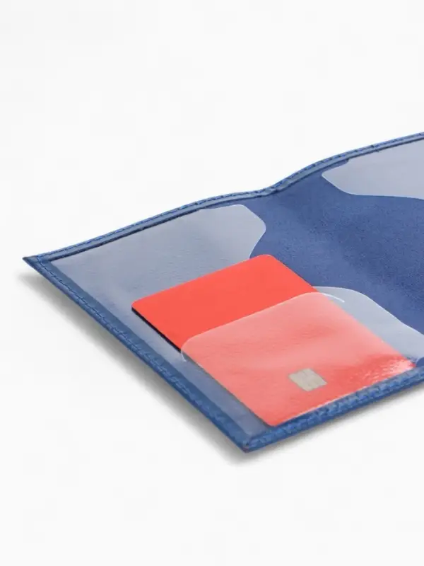 Обложка для паспорта, с тиснением фольгой, с гербом, гладкая, синяя