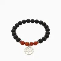 Браслет "Древо жизни" лава, рудракша, длина 18 см, цв. чёрный, коричневый Браслет "Древо жизни" лава, рудракша, длина 18 см, цв. чёрный, коричневый