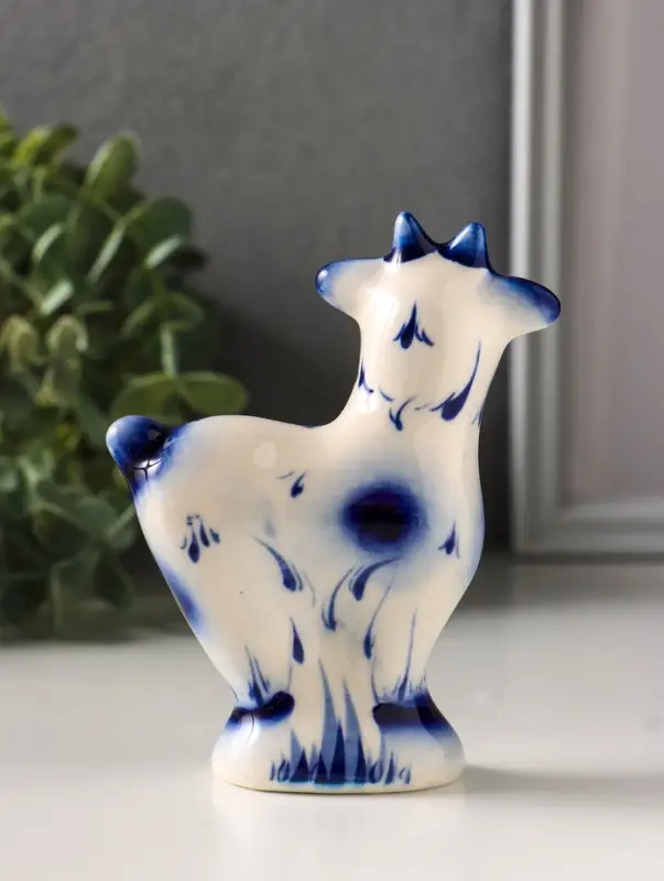 Фигурка фарфор &laquo;Козёл Кузя&raquo;, 11.5 см, гжель