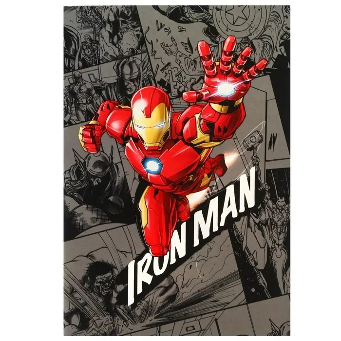 Блокнот А5, 40 листов, на скрепке, в точку, УФ-лак, Железный человек, &laquo;Мстители&raquo;