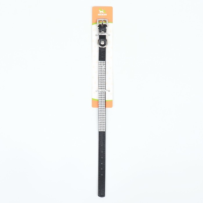 Ошейник со стразами в 4 ряда и стразы на пряжке, 38 х 1,5 см, ОШ 26-33, чёрный Ошейник со стразами в 4 ряда и стразы на пряжке, 38 х 1,5 см, ОШ 26-33, чёрный