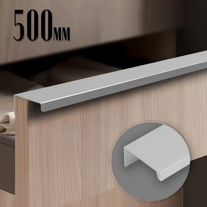 Ручка профильная мебельная торцевая CAPPIO RT001CP, L=500 мм, м/о 288 мм, матовый хром