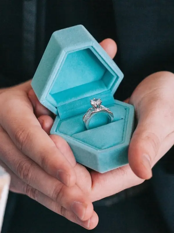 Футляр под серьги, кольцо &laquo;Кристалл&raquo;, бархатный, 6.5&times;6 см, голубой