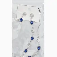 Набор 2 предмета: серьги, колье &laquo;Вечерний шик. Овал&raquo;, бело-ярко-синий в серебре