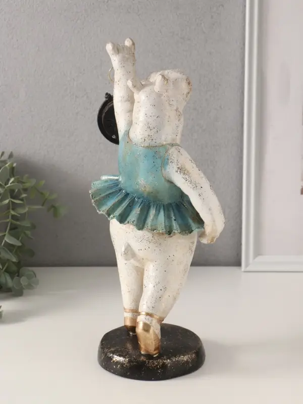 Фигурка - часы настольные полистоун &laquo;Бегемот-балерина&raquo;, 13.5&times;15&times;32.5 см