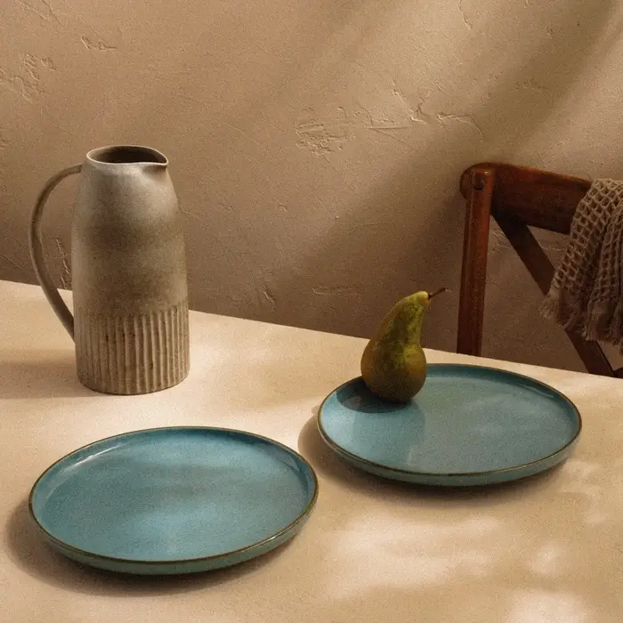 Тарелки SL Home &laquo;Аззура&raquo;, d=25.5 см, набор 2 шт., фарфор, бирюзовые