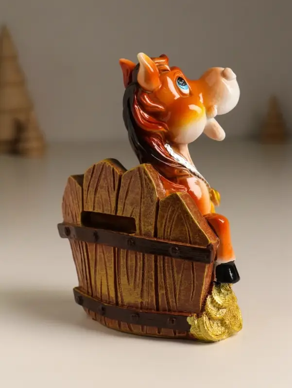 Копилка полистоун Копилка полистоун "Коняшка у забора с монетками" 9,5х5х12,8 см