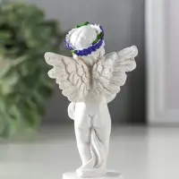 Сувенир полистоун "Ангел с букетом лаванды" бело-фиолетовый МИКС 5,7х3,5х10 см