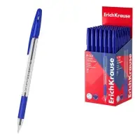 Ручка шариковая ErichKrause R-301 Classic Stick & Grip, узел 1.0 мм, синяя, с резиновым держателем, мягкое и комфортное письмо