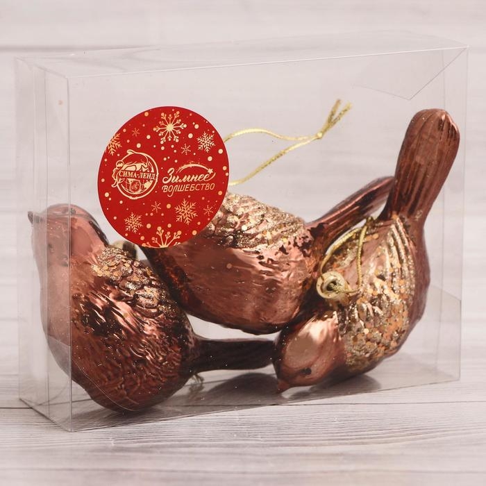 Украшение ёлочное Украшение ёлочное "Певчие птички" (набор 3 шт) 10х7 см, коричневый