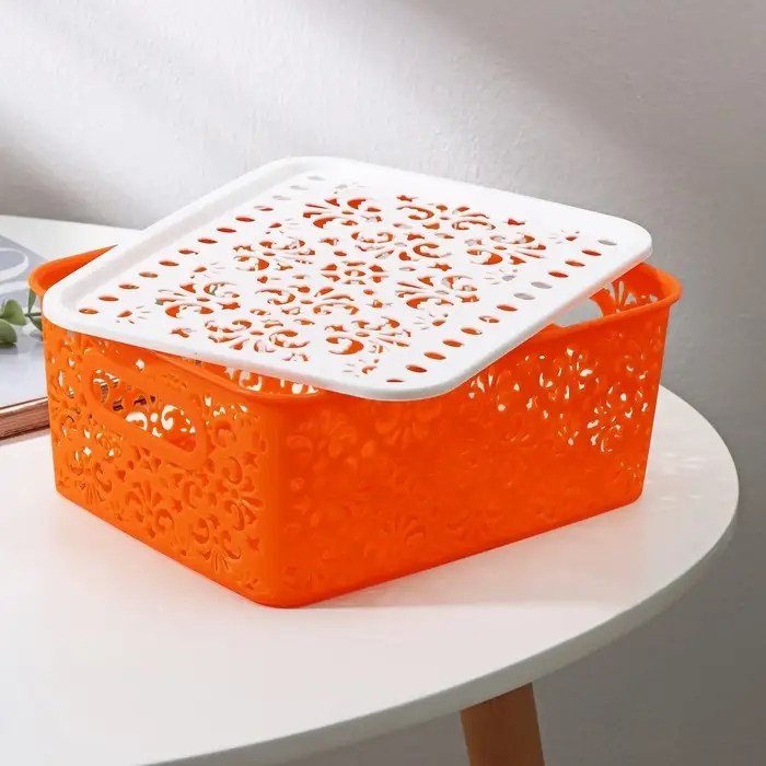 Контейнер для хранения с крышкой «Узор», пластик, 22×17×9,5 см, цвет МИКС Контейнер для хранения с крышкой «Узор», пластик, 22×17×9,5 см, цвет МИКС