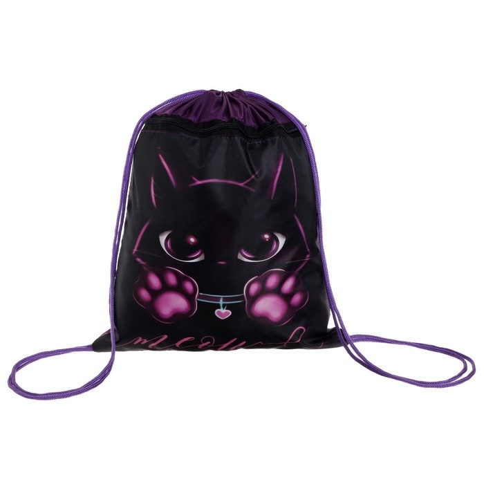 Мешок для обуви с карманом 420 х 340 мм, Calligrata МСО-7С, (мягкий полиэстер, плотность 210D),  Мешок для обуви с карманом 420 х 340 мм, Calligrata МСО-7С, (мягкий полиэстер, плотность 210D), "Котик"