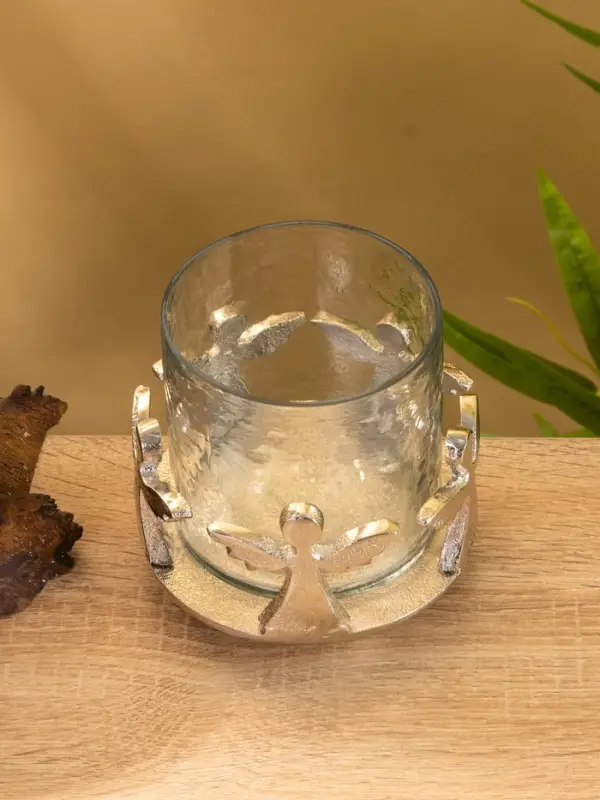 Подсвечник со стеклом &laquo;Ангелочки&raquo;, 11&times;11&times;11 см, алюминий