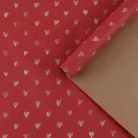 Бумага упаковочная крафтовая &laquo;Сердечки&raquo;, красная, 50&times;70 см