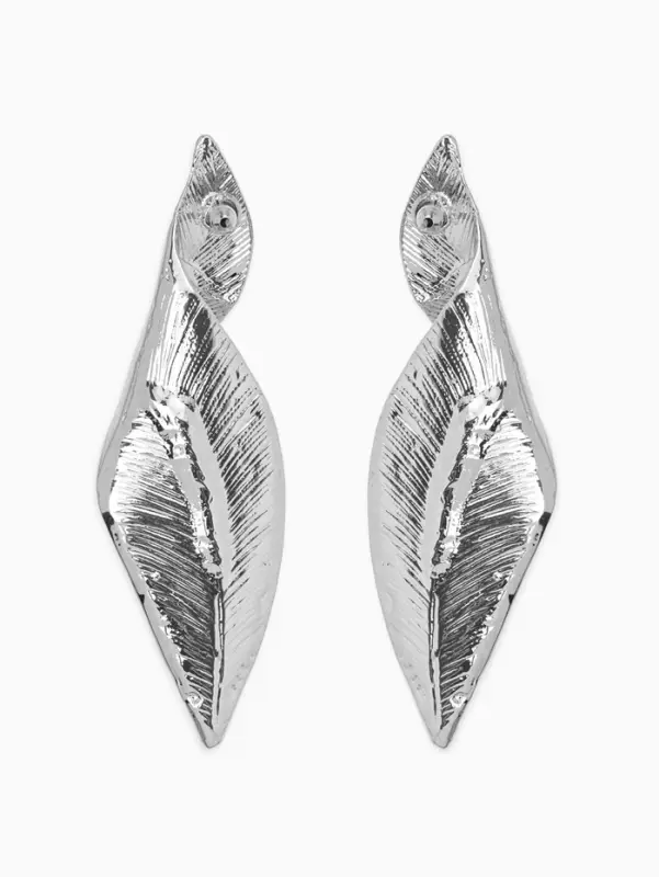 Серьги металл &laquo;Богема&raquo;, скрученный листок, цвет серебро