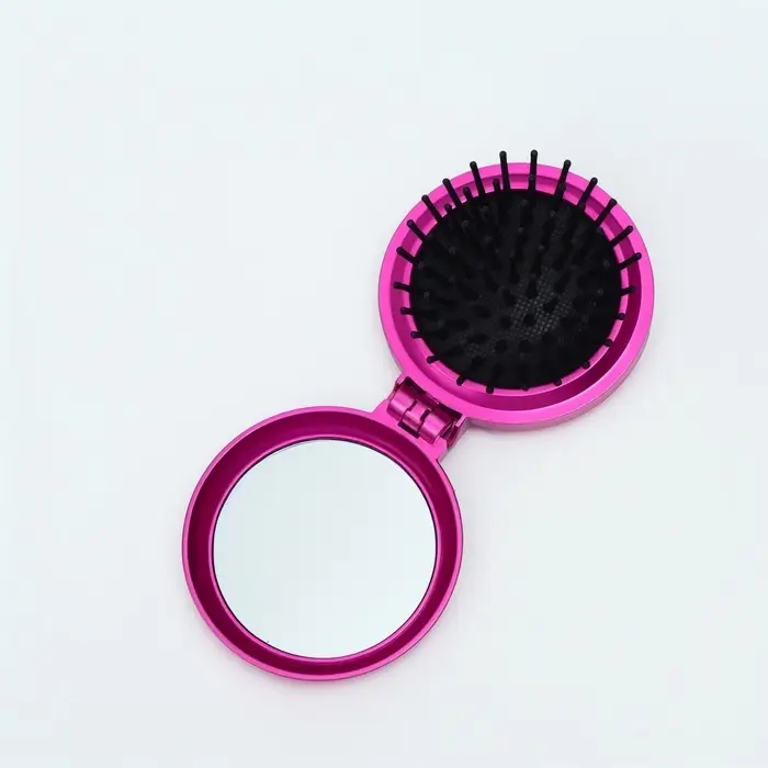 Расчёска массажная «Перламутр», складная, с зеркалом, d=6 см, МИКС Расчёска массажная «Перламутр», складная, с зеркалом, d=6 см, МИКС