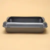 Туалет для кошек, 36&times;26&times;9 с, средний, с бортом, пластик, серебристый