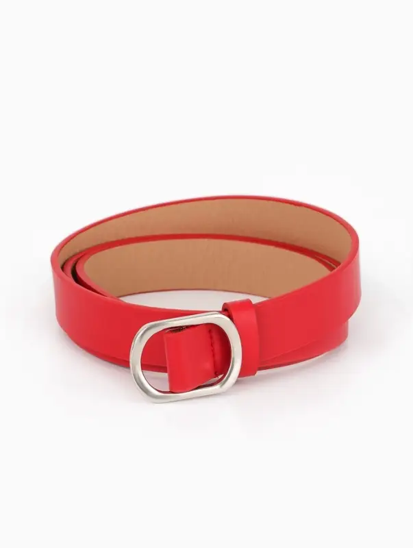 Ремень жен, 04-01-02-07, 2,5*0,3*110 см, без винта, пряжка серебро, затяжка, красный