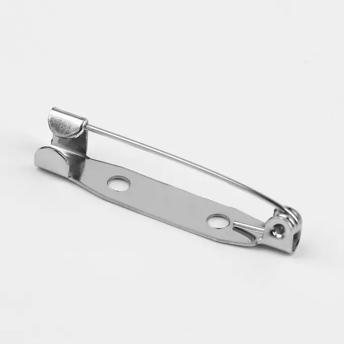 Основа для броши, 2 отверстия, 30 мм, 10 шт, цвет серебряный