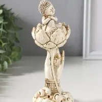 Сувенир полистоун "Рука с лотосом и Буддой" беж 7х7,5х18 см