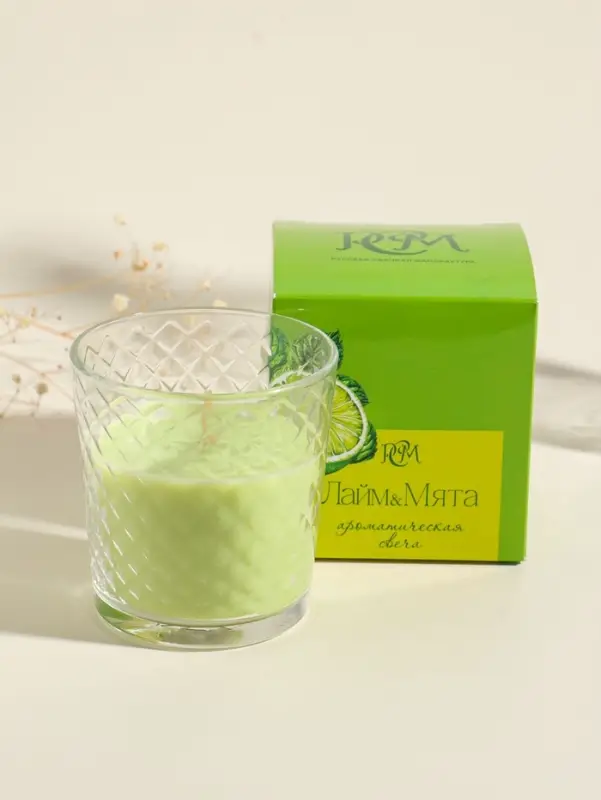 Ароматическая свеча в стакане &laquo;Лайм и мята&raquo;, 8&times;8.5 см, 30 ч
