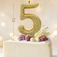 Свеча в торт &laquo;Соло. Цифра 5&raquo;, 8.2 см, золотой блеск