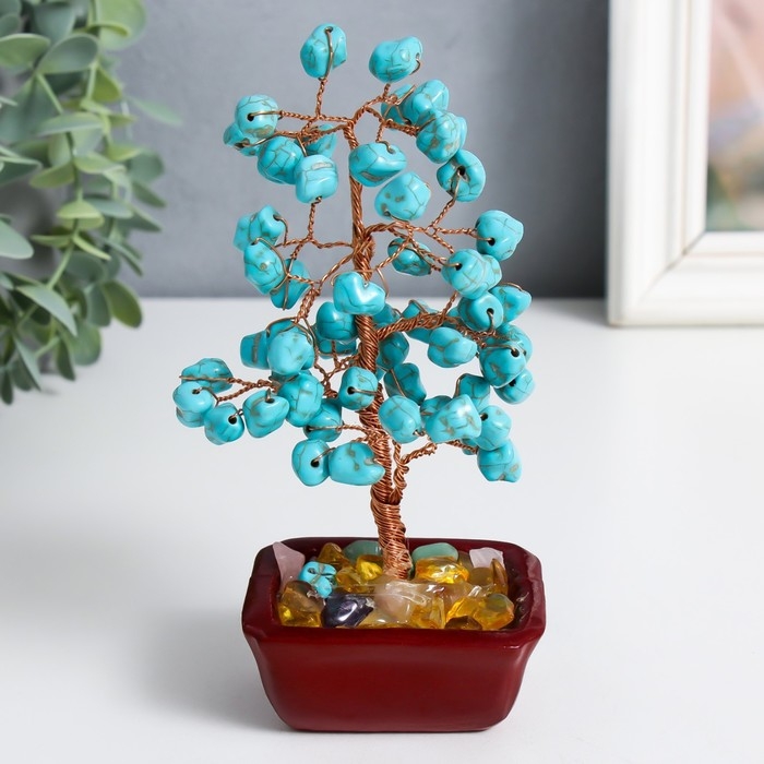 Сувенир бонсай Сувенир бонсай "Денежное дерево с бирюзой" 60 камней 16х7,5х5,5 см