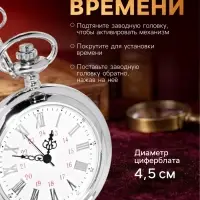 Часы карманные &laquo;Классика&raquo;, кварцевые, длина цепочки 40 см, циферблат d=4.5 см, под гравировку