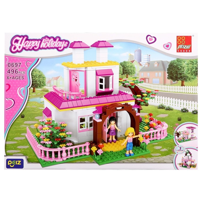 Конструктор Девочки &laquo;Дома у подружки&raquo;, 3 в 1, 496 деталей