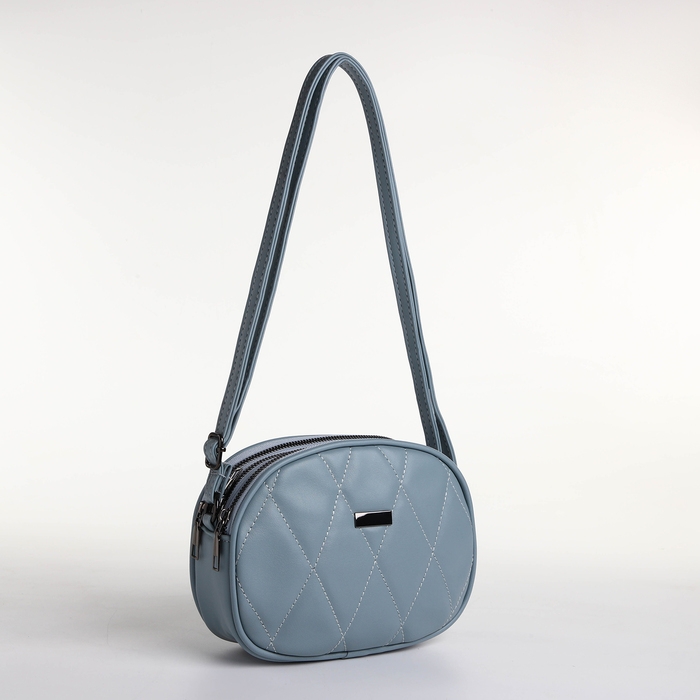 Сумка женская кросс-боди на молнии, цвет серо-голубой