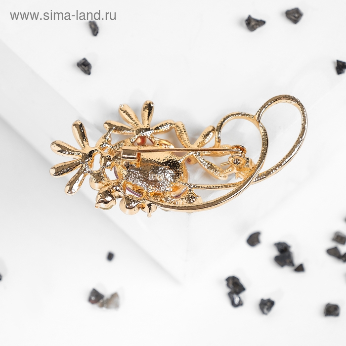Брошь «Императрица» лакшери, цвет красно-белый в золоте Брошь «Императрица» лакшери, цвет красно-белый в золоте