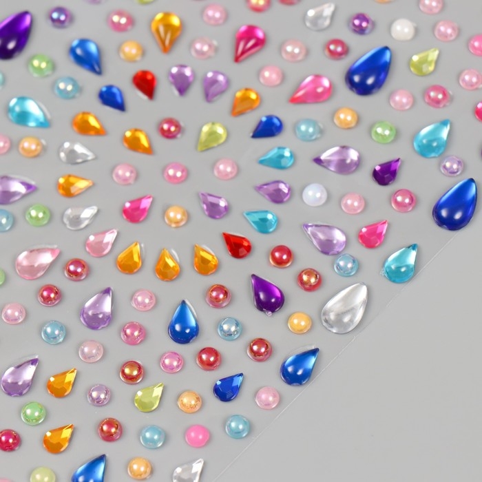 Декор для творчества пластик Декор для творчества пластик "Стразы. Капельки и бусинки" 25,2х9,6 см