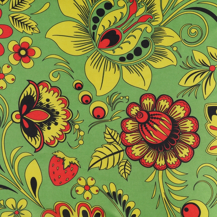 Лоскут для рукоделия, атлас, хохлома, 100 × 150 см