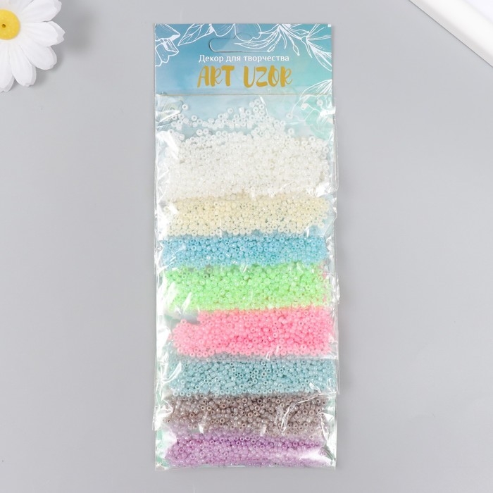 Бисер круглый 12/0  Бисер круглый 12/0 "Зефирный" перламутр 8 цветов х 10 гр 20х8 см