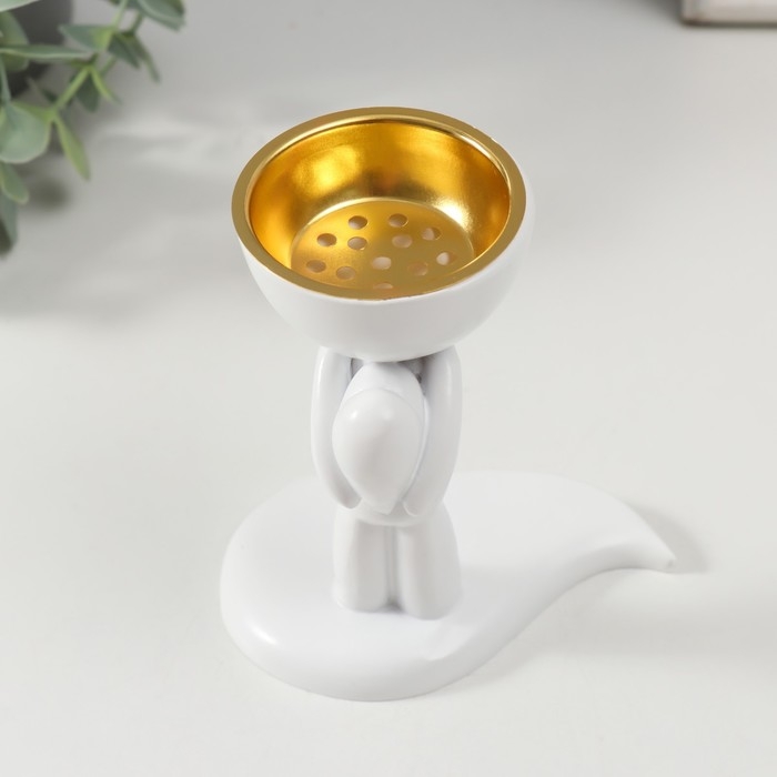 Подставка под благовония полистоун "Человечек" белый 10,9х6,4х9,9 см