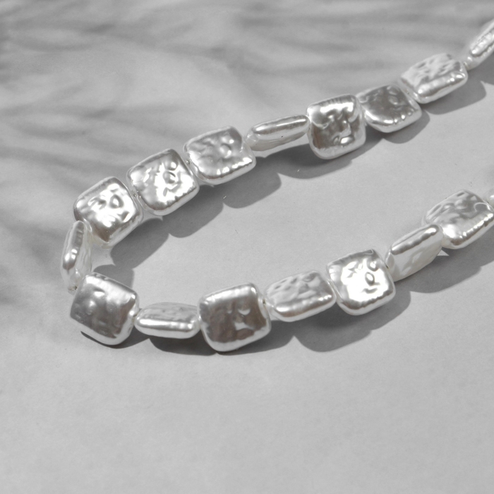 Бусины пластиковые на нити «Жемчуг» прямоугольник 1,1×1×0,5 см, (набор 110 шт.), цвет белый Бусины пластиковые на нити «Жемчуг» прямоугольник 1,1×1×0,5 см, (набор 110 шт.), цвет белый