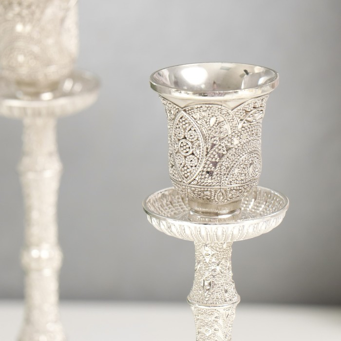 Подсвечник металл Подсвечник металл "Великолепный век" набор 2 шт цвет серебро 19х8х8 см