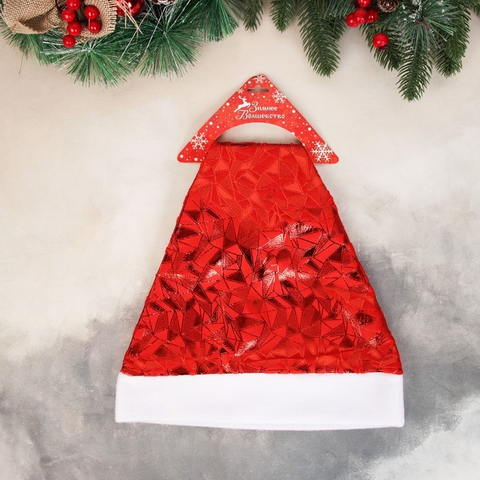 Колпак новогодний  Колпак новогодний "Калейдоскоп" 28х39 см, красный