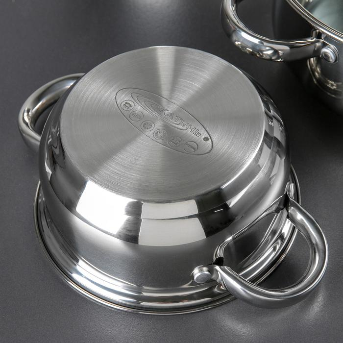 Набор кастрюль «Гретта», 4 предмета: 1,6 л, 2,2 л, 3,2 л, 4,2 л, стеклянные крышки, капсульное дно, индукция Набор кастрюль «Гретта», 4 предмета: 1,6 л, 2,2 л, 3,2 л, 4,2 л, стеклянные крышки, капсульное дно, индукция