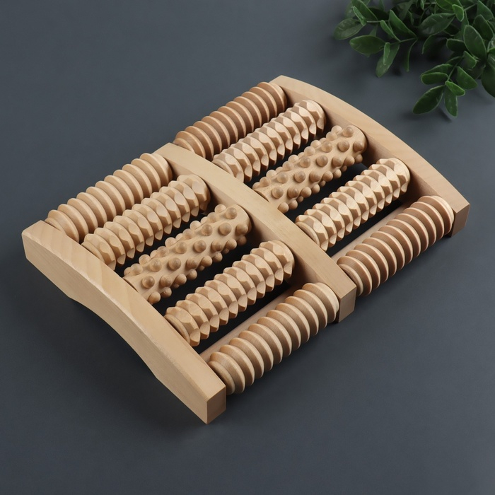 Массажёр «Барабаны», 24,5 × 19,5 × 4 см, деревянный, 5 комбинированных рядов Массажёр «Барабаны», 24,5 × 19,5 × 4 см, деревянный, 5 комбинированных рядов