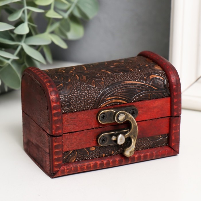 Шкатулка дерево сундучок  Шкатулка дерево сундучок "Цветущий сад и бабочки" 7х9,5х5,7 см